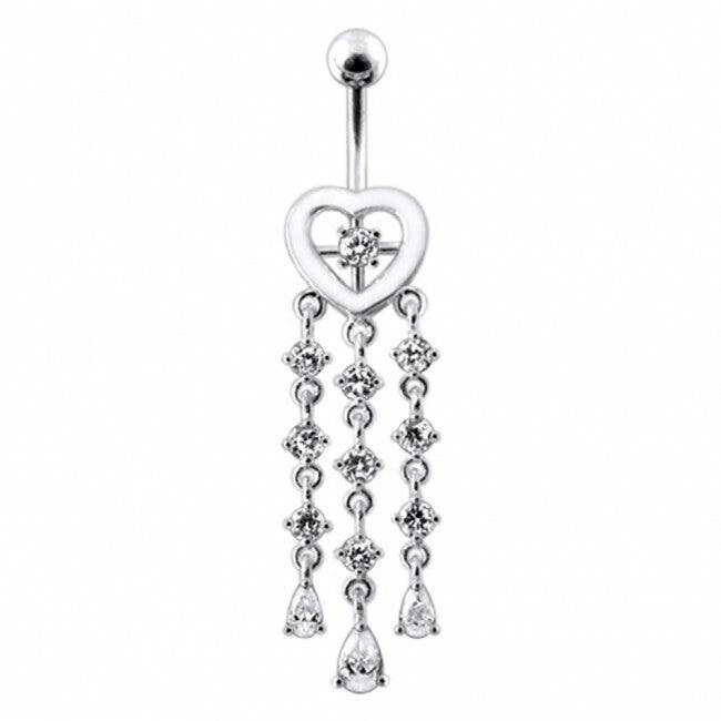 Titanium navel ring|Heart navel ring with hanging decoration