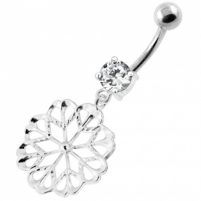 Titanium belly button ring|Delicate lace decoration