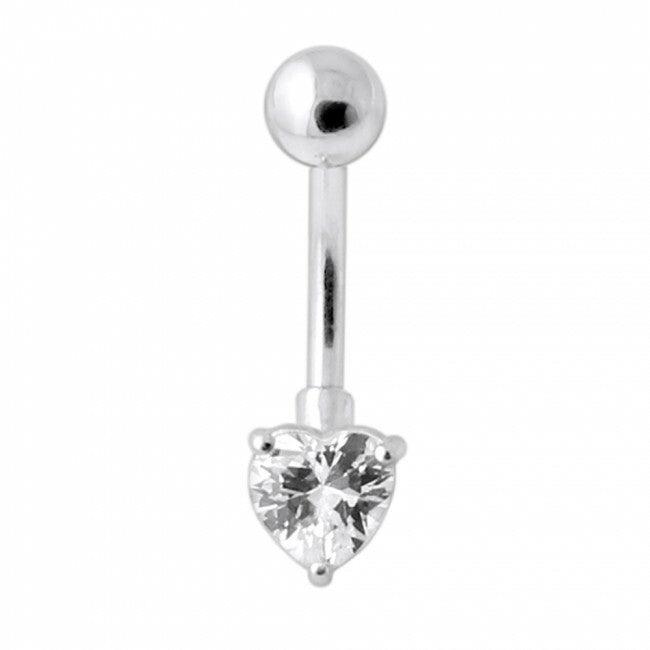 Titanium navel ring, Sofia -mini Cubic Zirconia heart