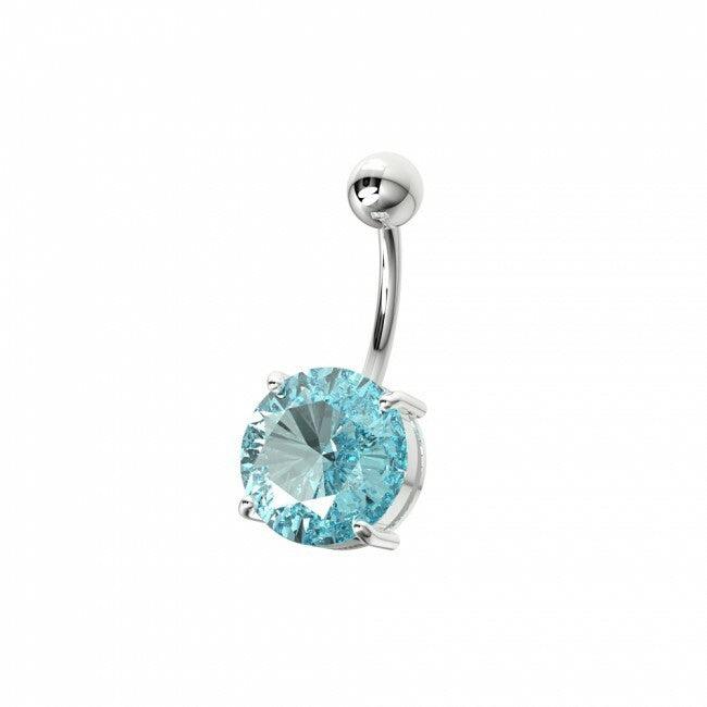 Titanium Belly Button Ring|Deluxe Cubic Zirconia (turquoise)