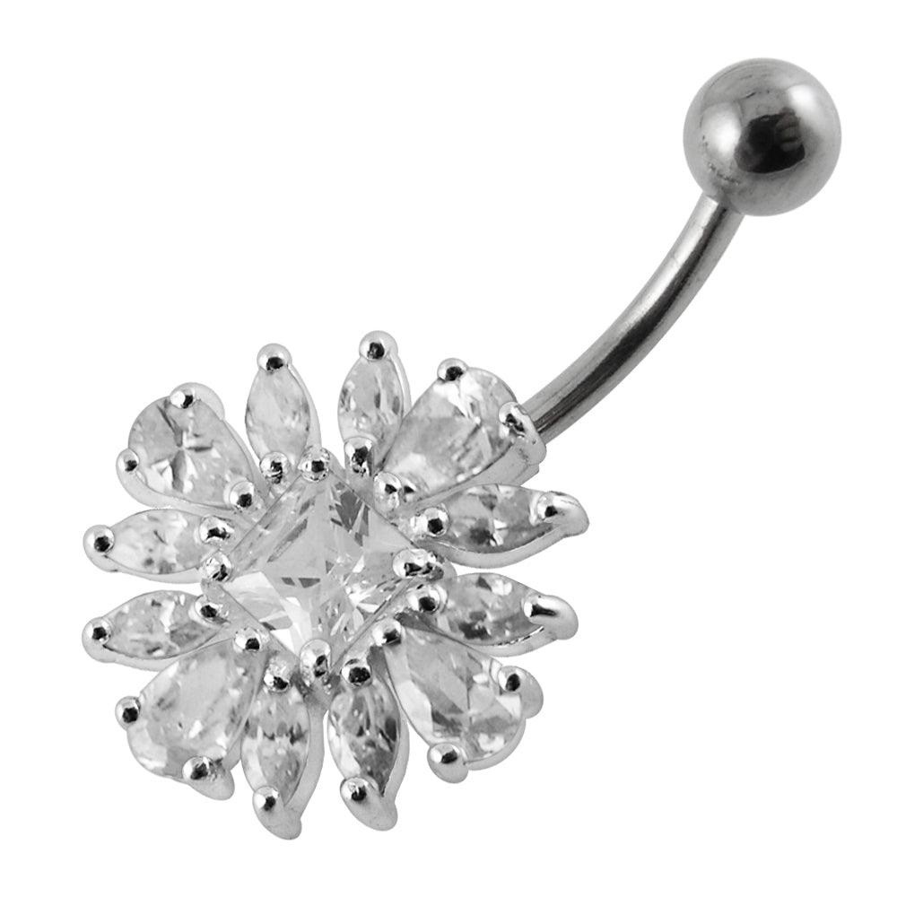 Titanium navel ring, Natalie -Cubic Zirconia navel ring with clear stone