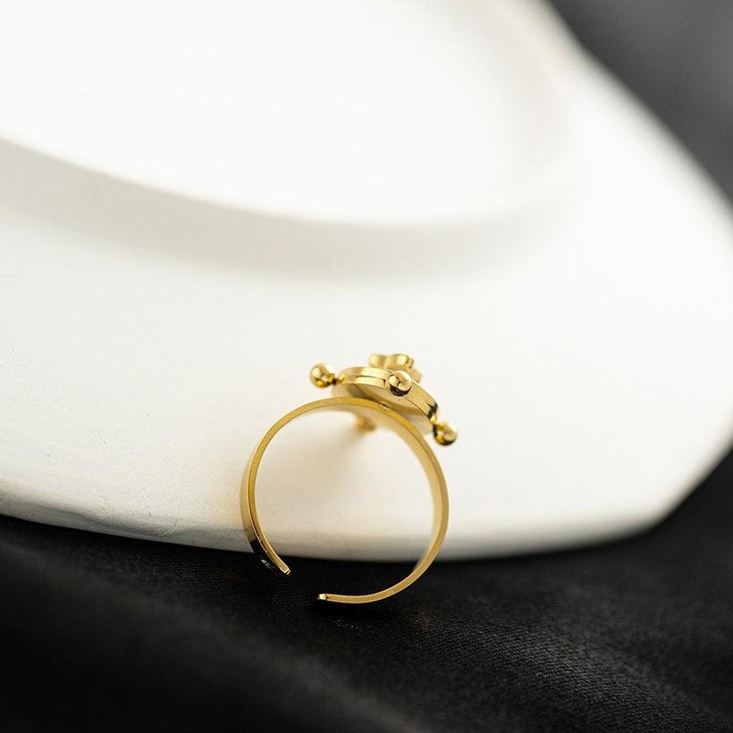 Surgical steel ring, FRENCH RIVIERA|Astre white pearl ring