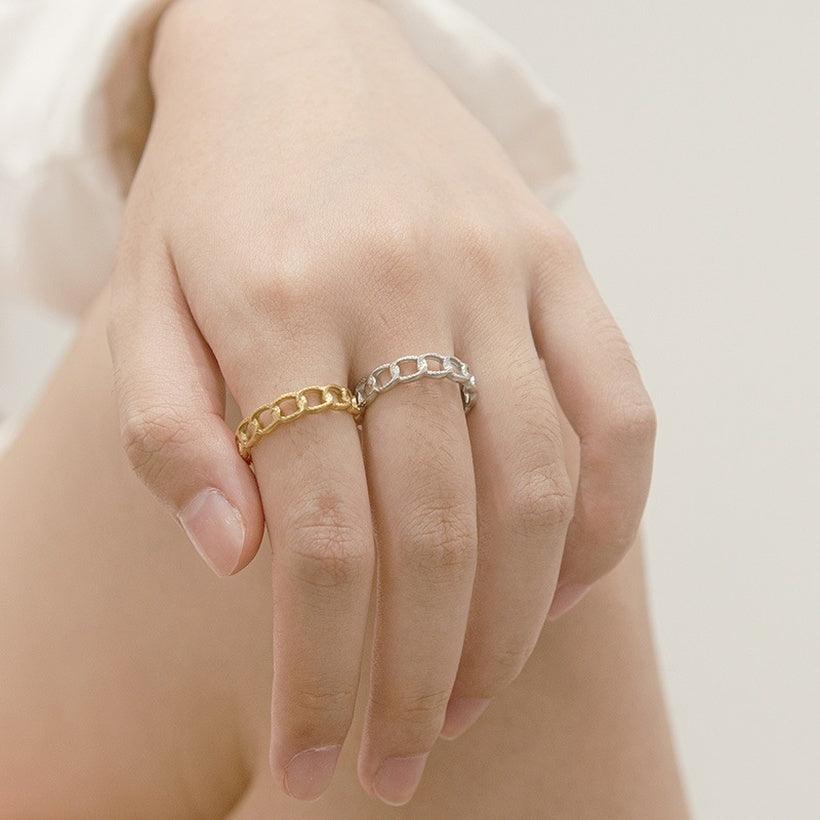 Surgical steel ring, FRENCH RIVIERA|Selina narrow chain ring