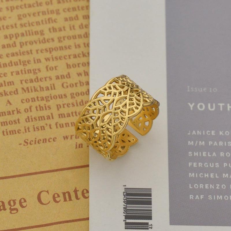 Surgical steel ring, FRENCH RIVIERA|Natalie wide lace ring