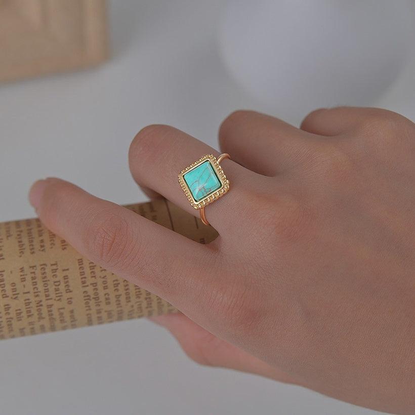 Surgical steel ring, FRENCH RIVIERA|Josie turquoise stone ring