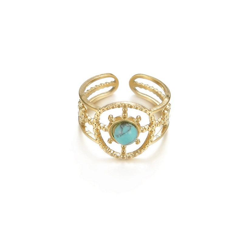 Surgical steel ring, FRENCH RIVIERA|Joli turquoise stone ring