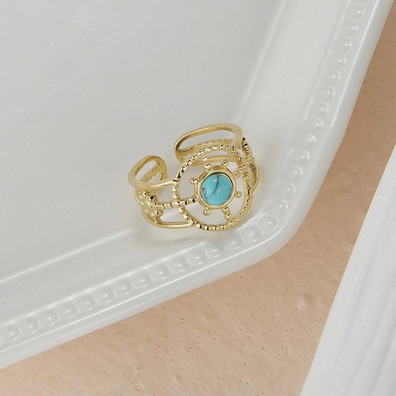 Surgical steel ring, FRENCH RIVIERA|Joli turquoise stone ring