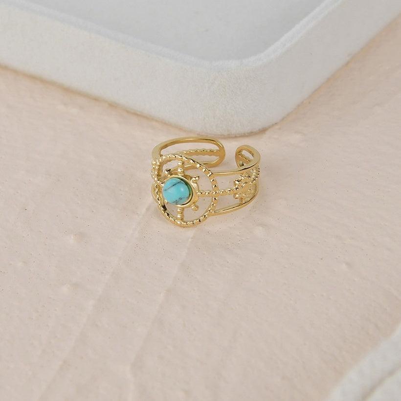 Surgical steel ring, FRENCH RIVIERA|Joli turquoise stone ring