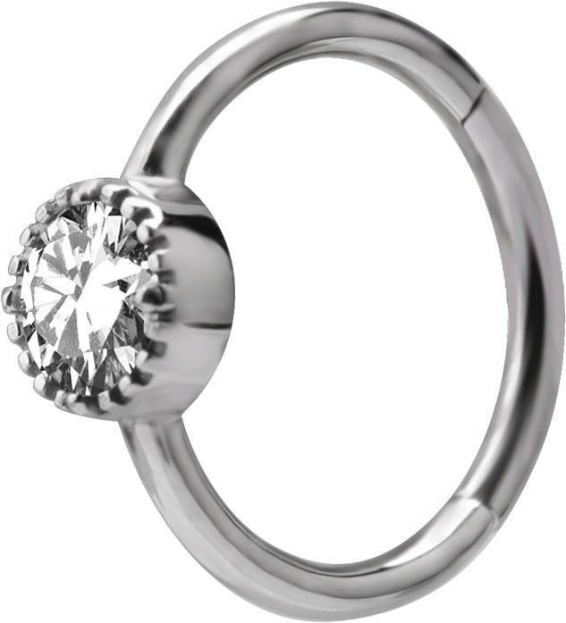 PREMIUM COLLECTION | Round stone clicker piercing ring (silver)