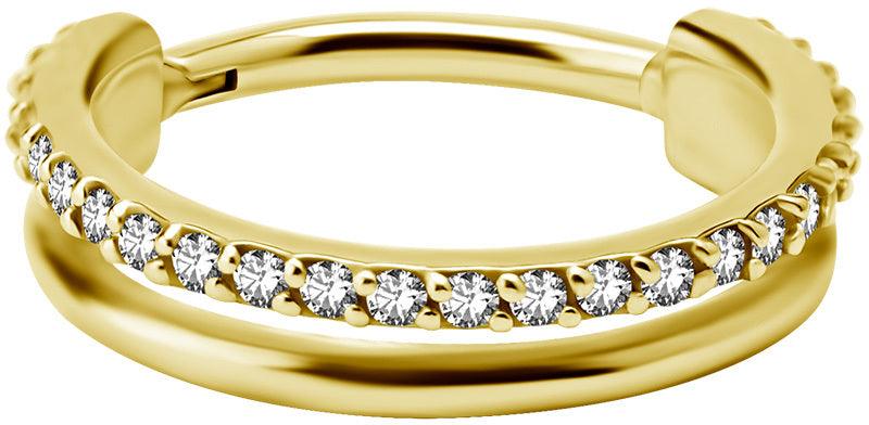 PREMIUM COLLECTION|Double row clicker piercing ring (gold)