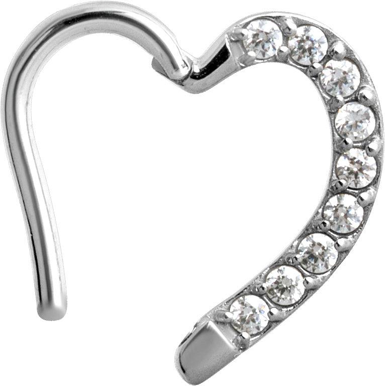 PREMIUM COLLECTION|Heart clicker with clear zircons (10mm)