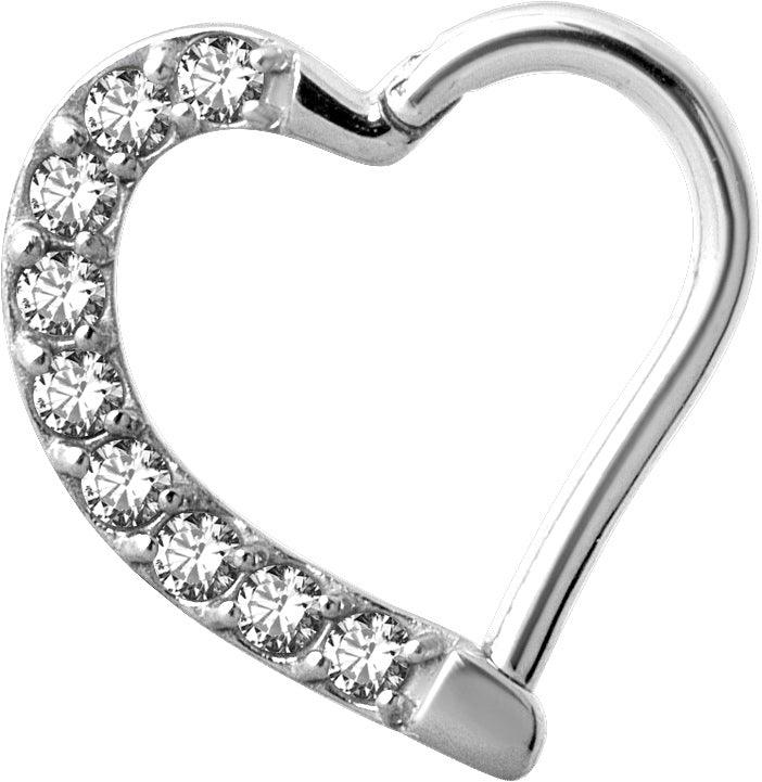 PREMIUM COLLECTION|Heart clicker with clear zircons (10mm)