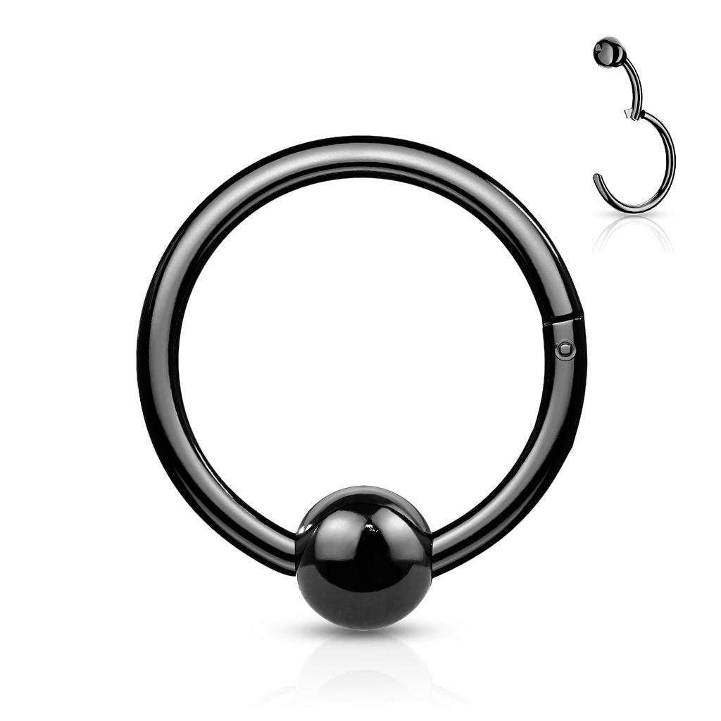 Piercing ring 1.2mm, BCR Clicker -black hinged ring