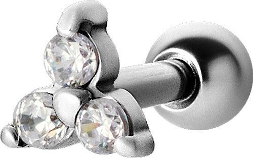 PREMIUM COLLECTION|Sleek three-stone barbell (silver)