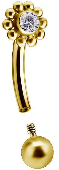 PREMIUM COLLECTION|Curved barbell with round decoration (gold)