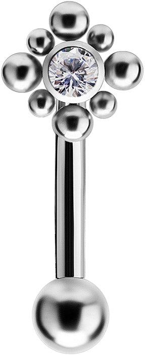 PREMIUM COLLECTION|Curved barbell with pretty decoration (silver)