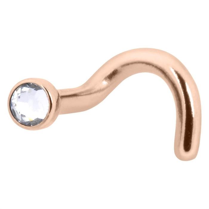 PREMIUM COLLECTION | Delicate titanium clear nose stud (rose gold)