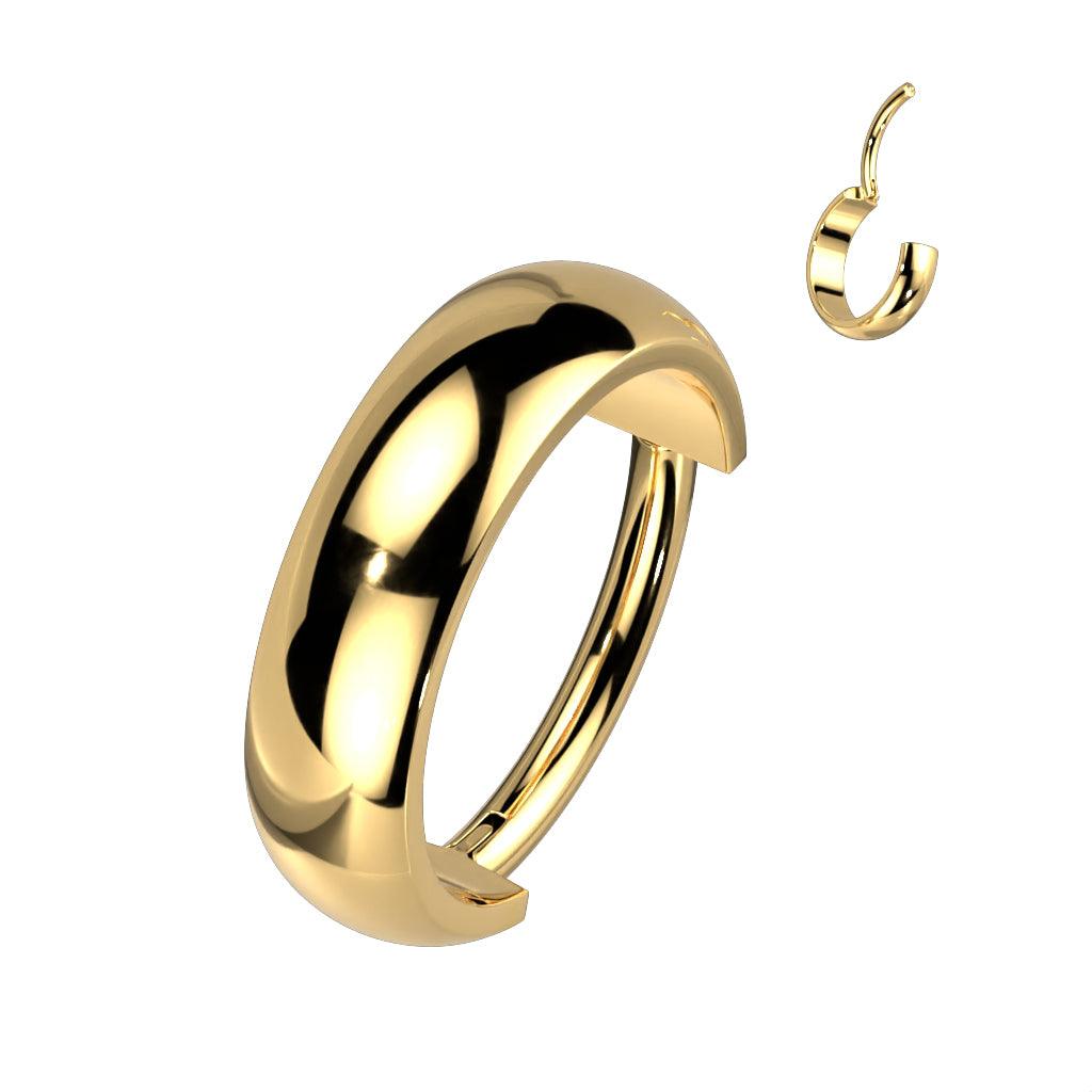 Piercing ring 1.2mm, Titanium wide clicker ring (gold)