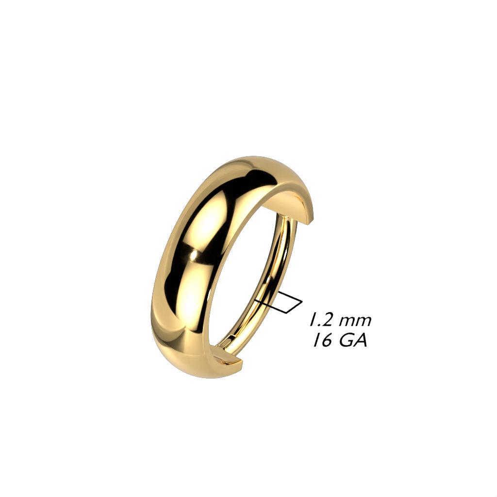 Piercing ring 1.2mm, Titanium wide clicker ring (gold)