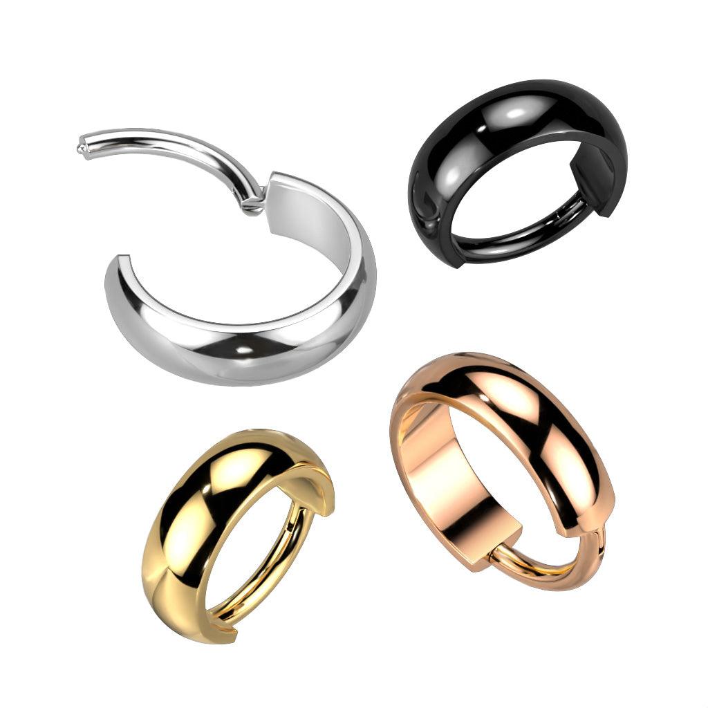 Piercing ring 1.2mm, Titanium wide clicker ring (rose gold)