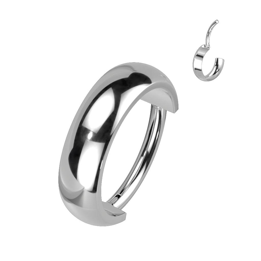 Piercing ring 1.2mm, Titanium wide clicker ring (silver)