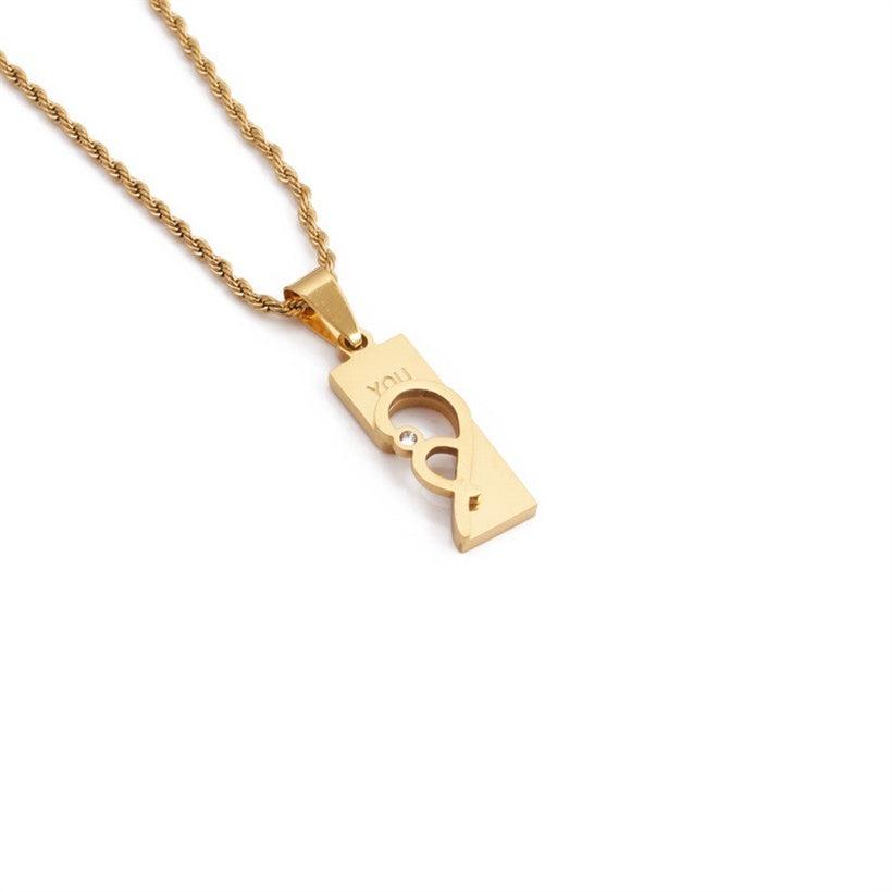 Surgical steel love necklace, I love you