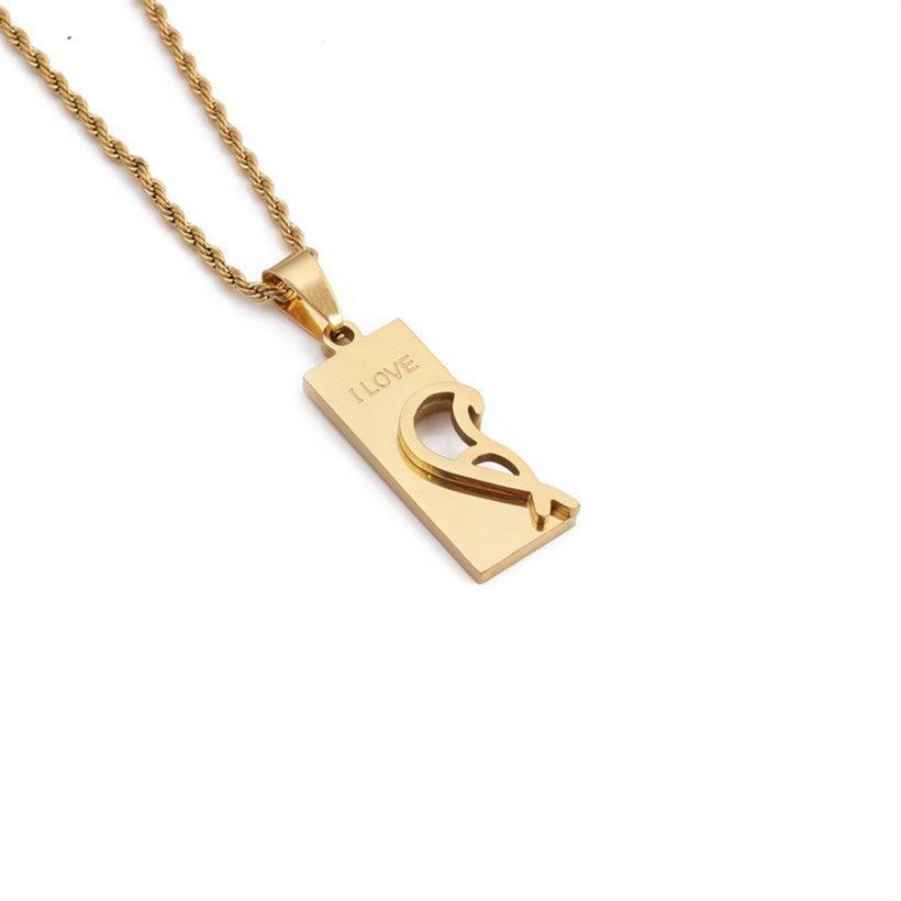 Surgical steel love necklace, I love you