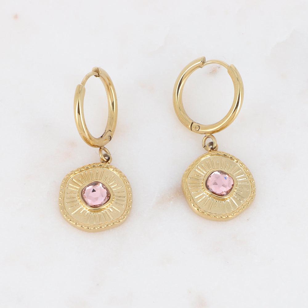 Earrings, BOHM PARIS|Boucles Melissane -pink/gold