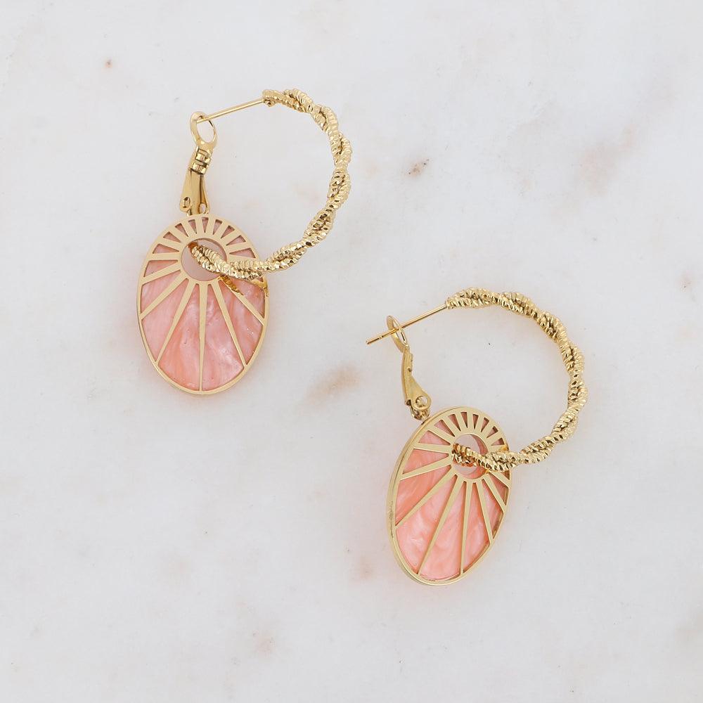 Earrings, BOHM PARIS|2 in 1 Boucles Cameo - pink/gold