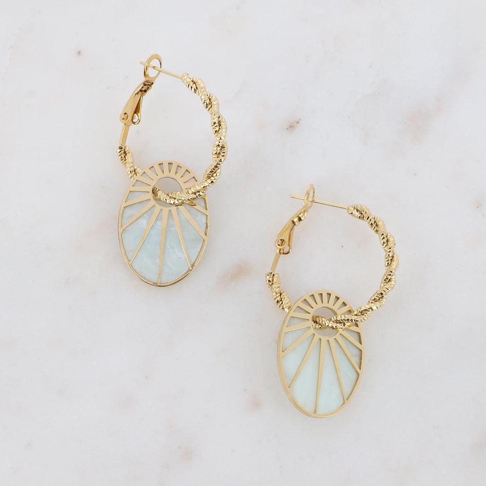 Earrings, BOHM PARIS|2 in 1 Boucles Cameo -white/gold