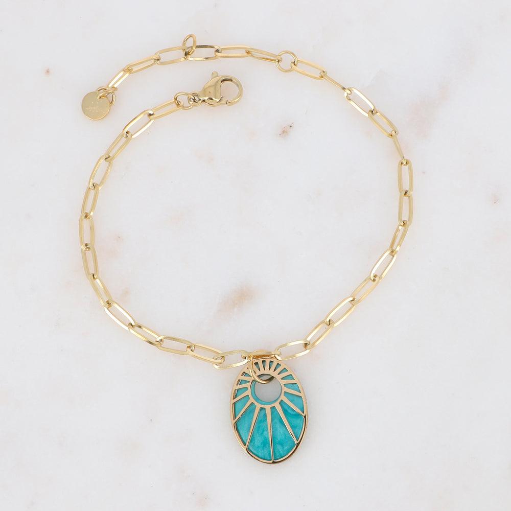 Bracelet, BOHM PARIS|Bracelet Cameo -turquoise/gold