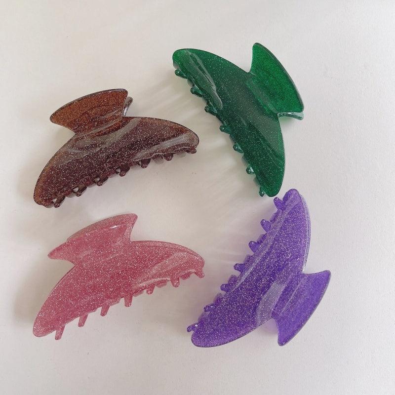 Hair clip|SUGAR SUGAR, Glitter Clip -green glitter shark tooth