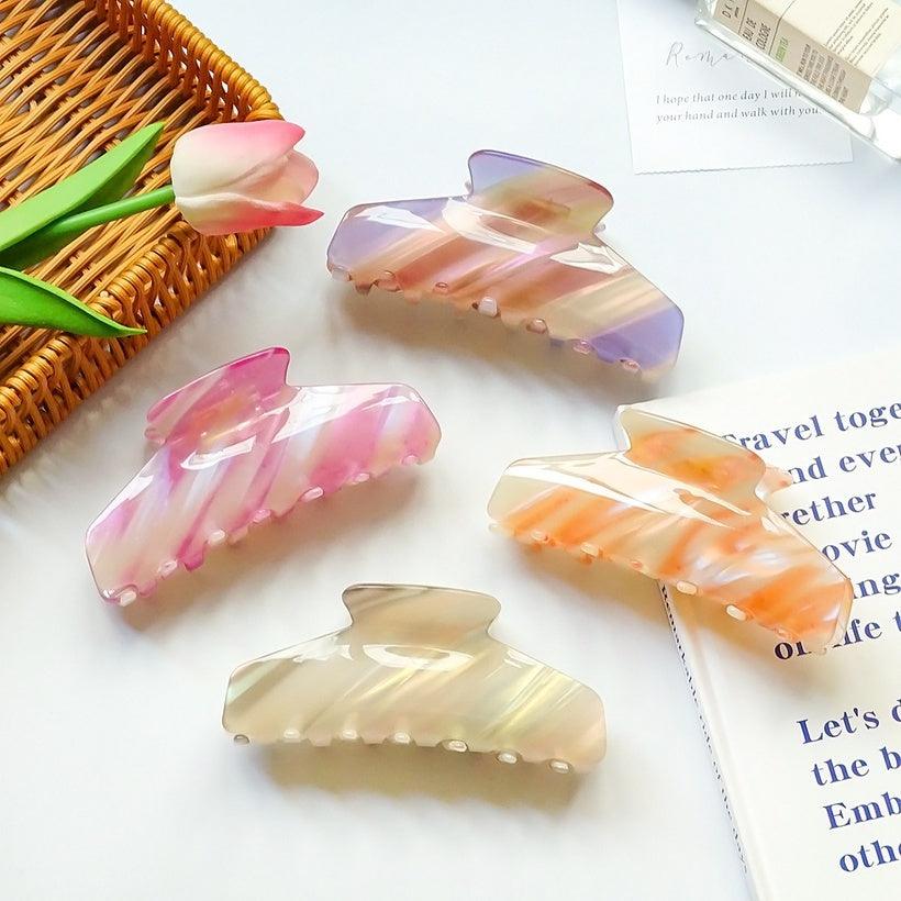 Hairclip|SUGAR SUGAR, Pastel Stripes Clip - pastel green shark tooth