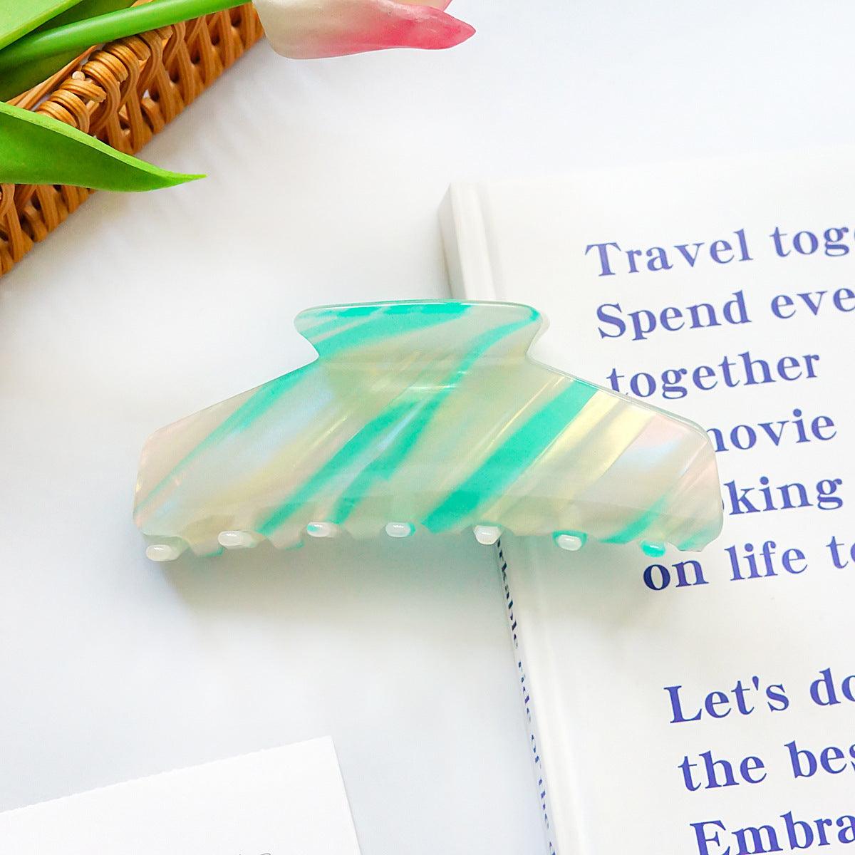 Hairclip|SUGAR SUGAR, Pastel Stripes Clip - pastel green shark tooth