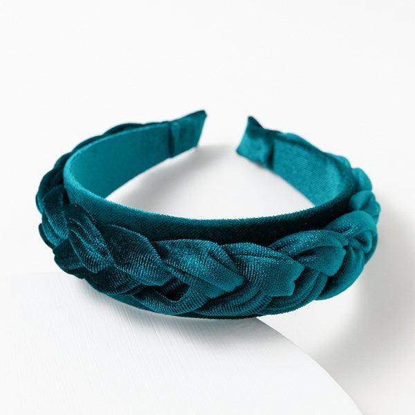 Headband|SUGAR SUGAR, Velvet Anastasia - teal velvet braid headband