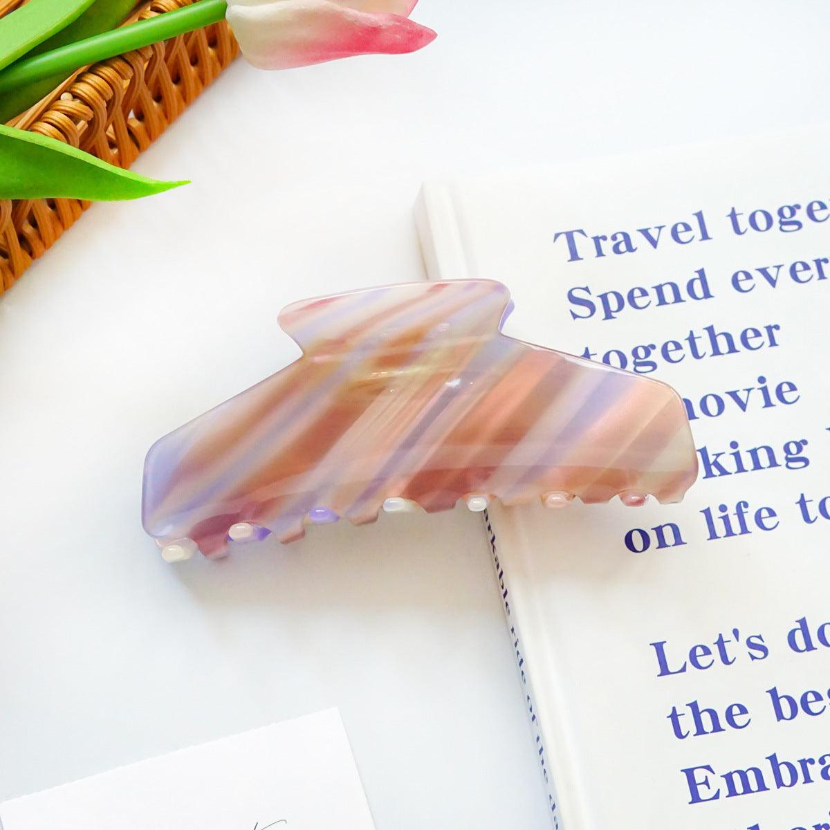 Hair clip|SUGAR SUGAR, Pastel Stripes Clip - purple shark tooth