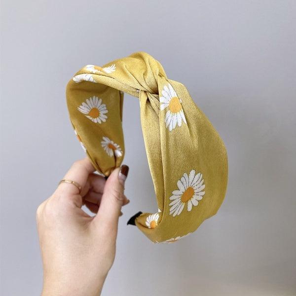 Headband|SUGAR SUGAR, Comfy Satin Daisy -yellow satin headband