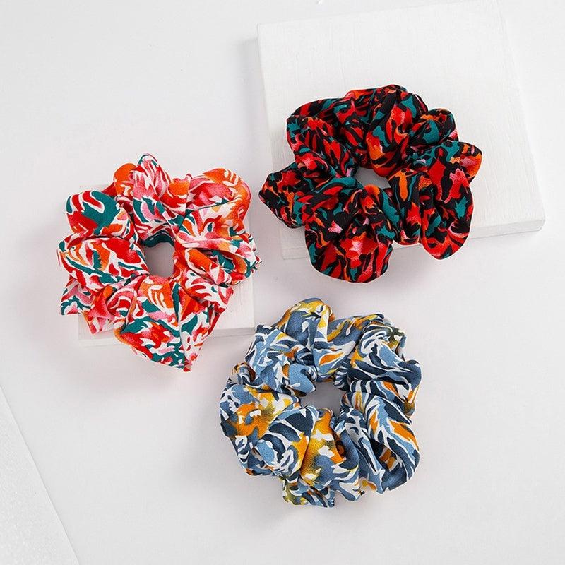 Scrunchie|SUGAR SUGAR, XL Jungle -multicolor blue hair donut