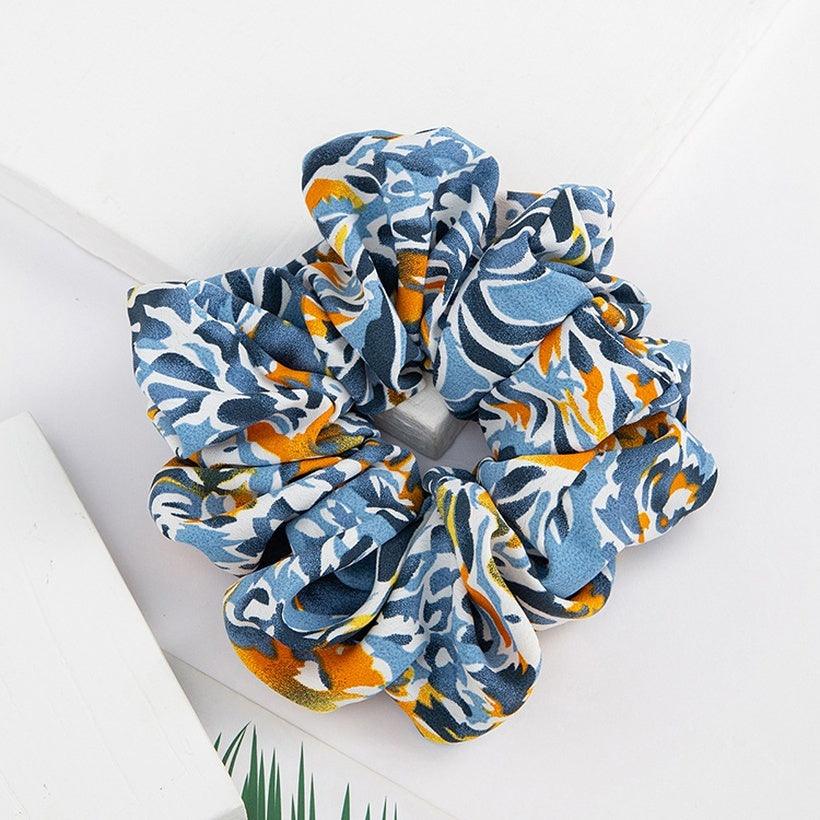 Scrunchie|SUGAR SUGAR, XL Jungle -multicolor blue hair donut