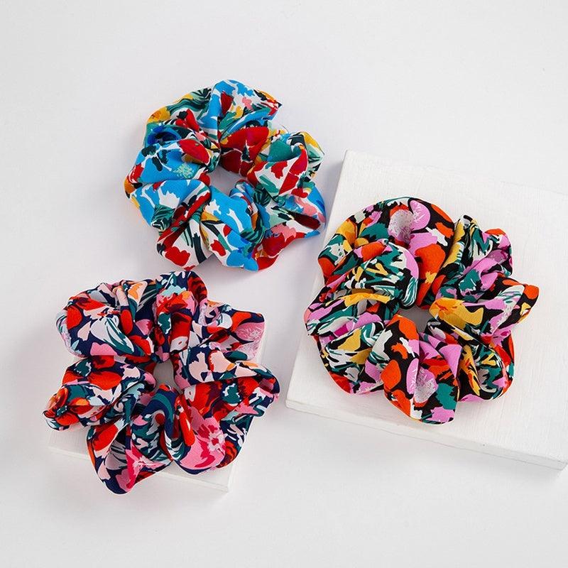 Scrunchie|SUGAR SUGAR, XL Tropical  -monivärinen sininen hiusdonitsi