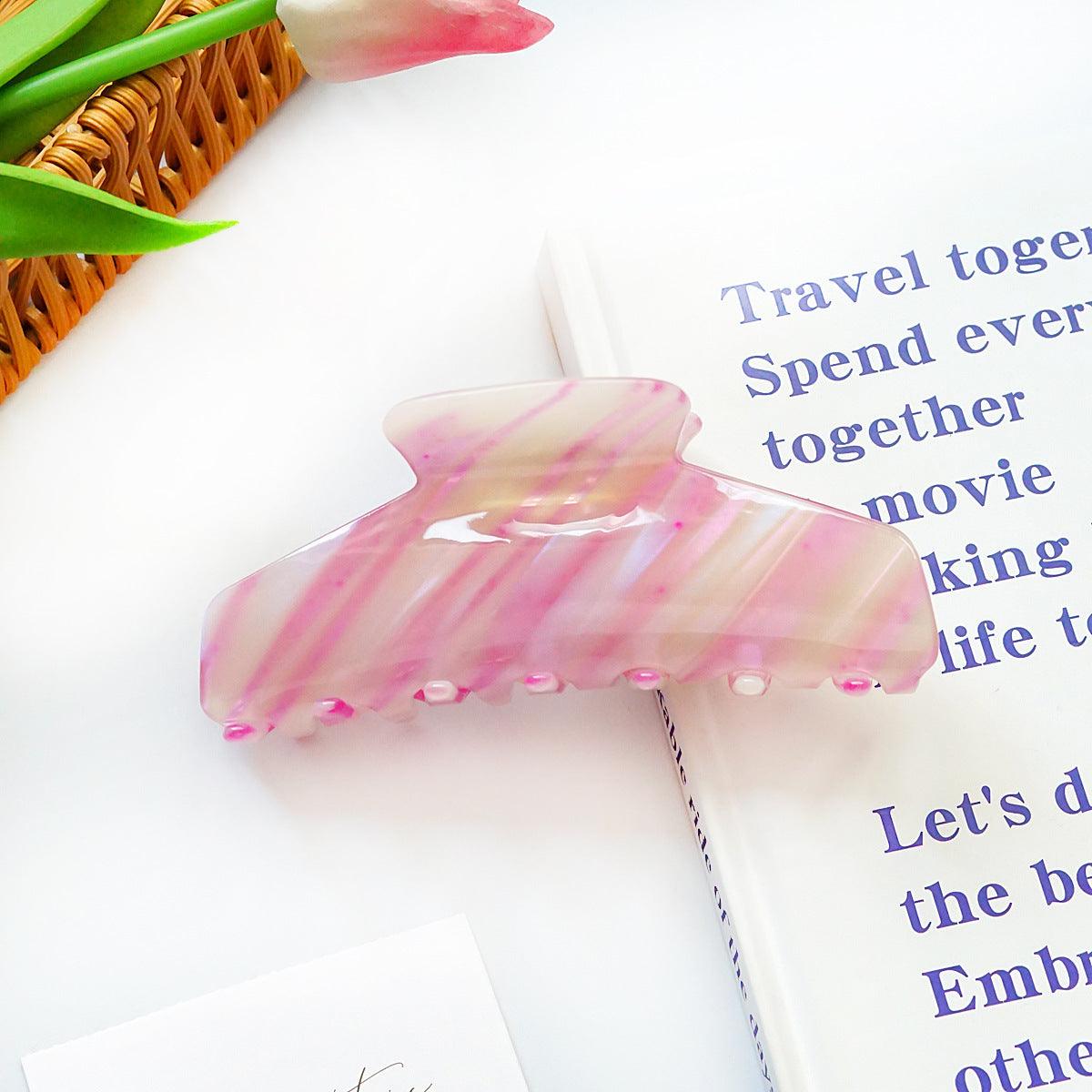 Hair clip|SUGAR SUGAR, Pastel Stripes Clip - pink &amp; purple shark tooth