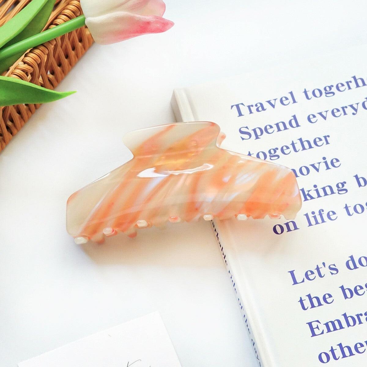 Hairclip|SUGAR SUGAR, Pastel Stripes Clip - pink &amp; orange shark tooth