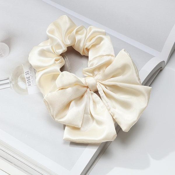 Scrunchie|SUGAR SUGAR, Satin Bow Scrunchie -cream bow hair donut