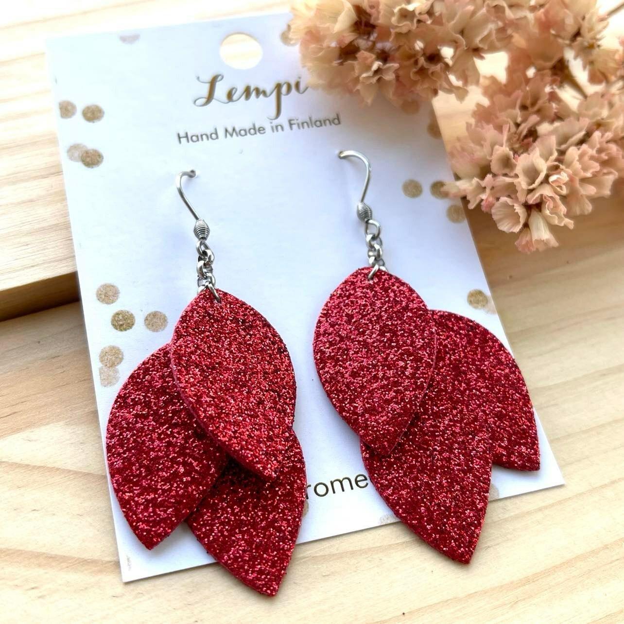 LEMPI earrings, Little Grain (red glitter)