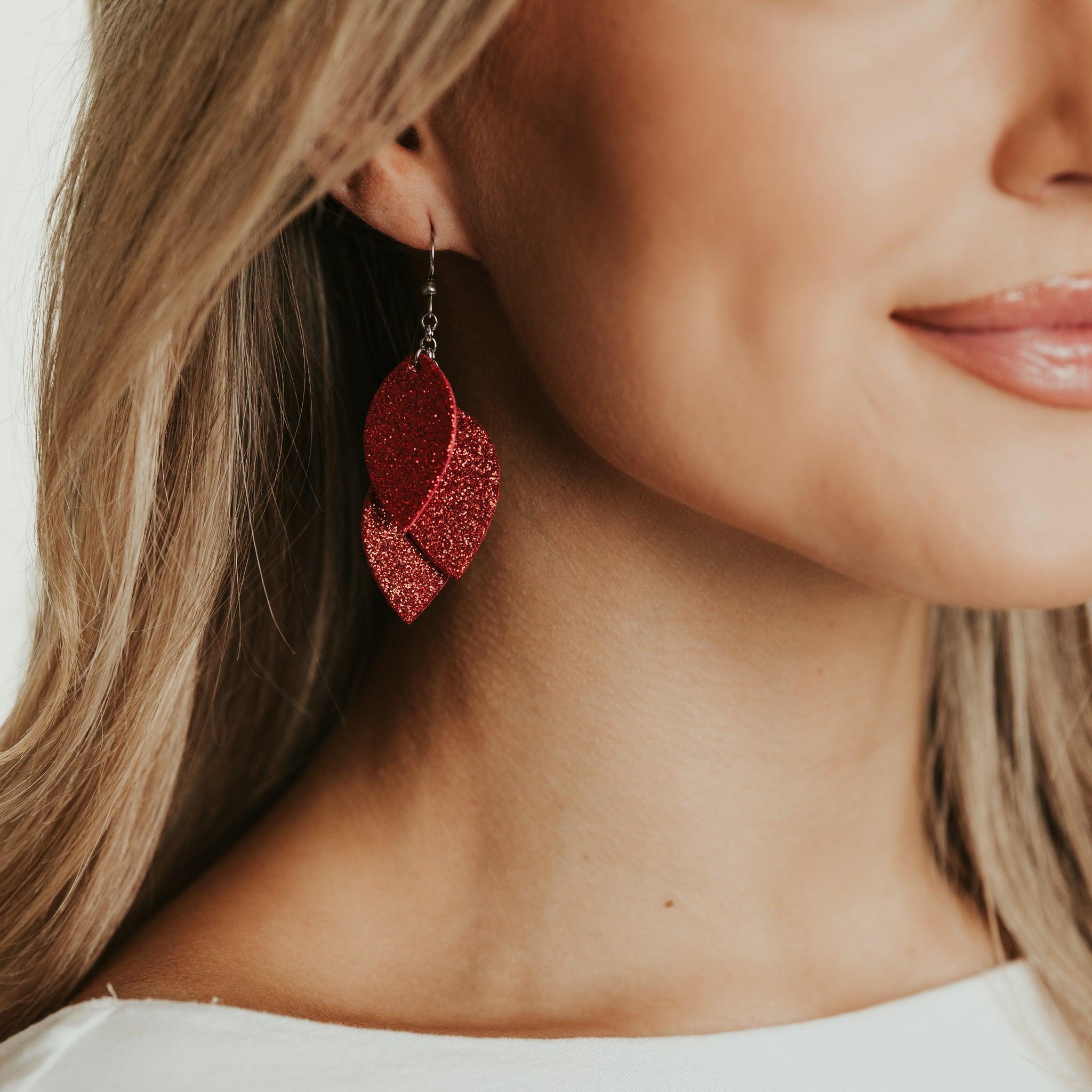 LEMPI earrings, Little Grain (red glitter)