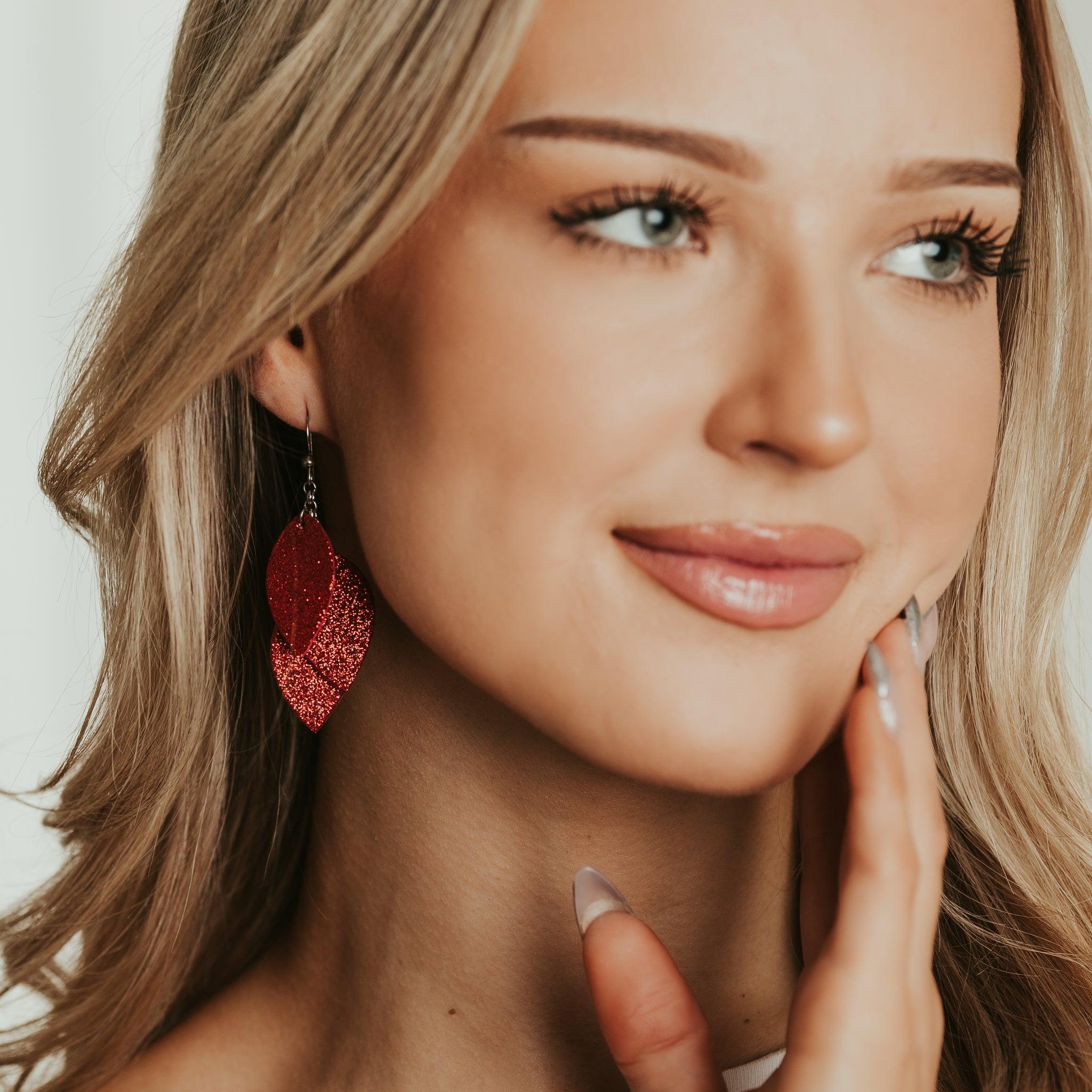 LEMPI earrings, Little Grain (red glitter)