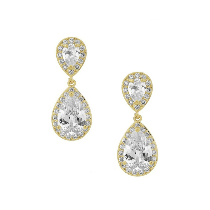 Gold-plated earrings, ATHENA BRIDAL|Dainty Teardrop