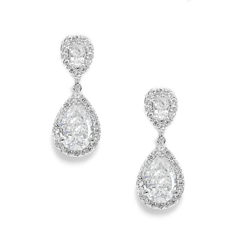 Earrings, ATHENA BRIDAL|Dainty Teardrop -silver-colored drops