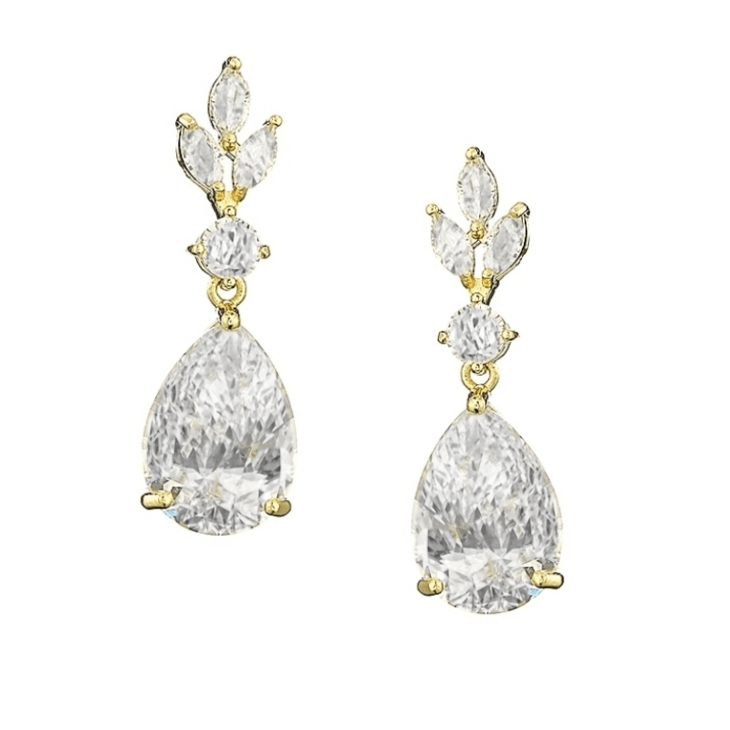 Earrings, ATHENA BRIDAL|Sparkle Teardrop -gold-colored drops