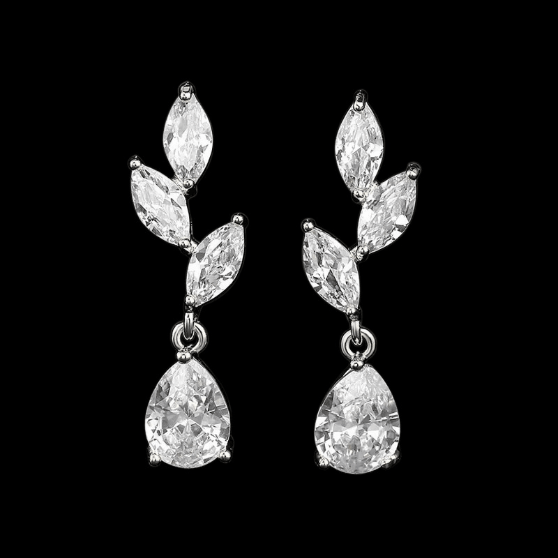 Earrings, ATHENA BRIDAL|Noelle Earrings -silver-colored drops